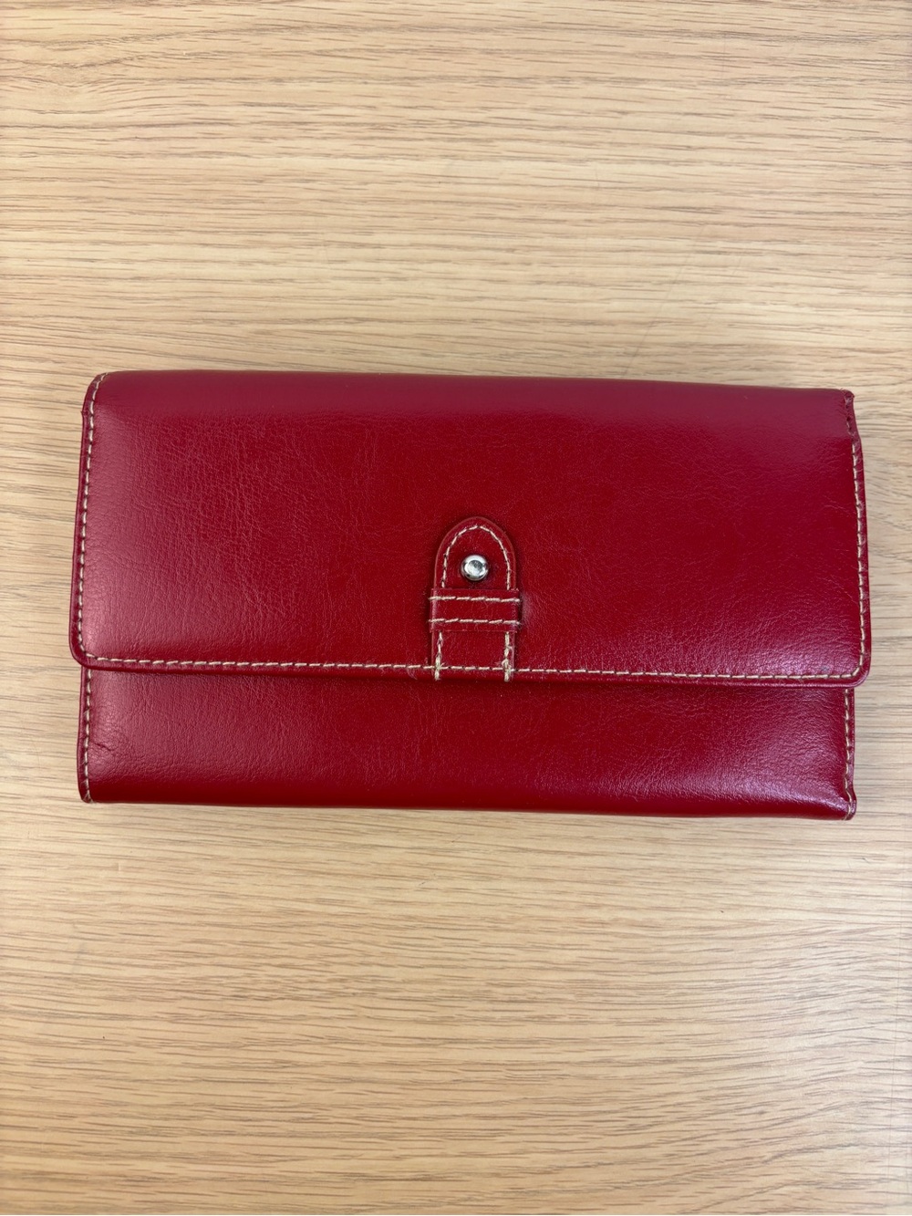 Vintage Buxton Classic Red Leather Women’s Wallet Kisslock Pocket